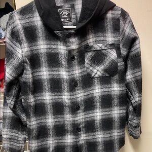 Kids Black and Gray Plaid Shirt